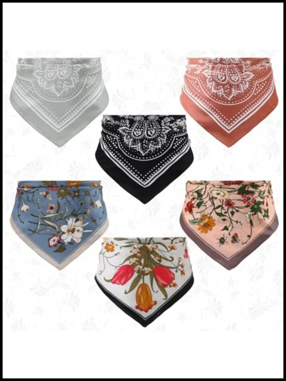 6 Pack Silk Like Square Scarves for Women, Lightweight Bandanas Hair